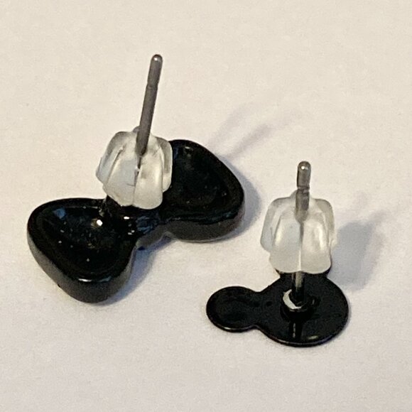 Vintage Disney Mickey Minnie Mouse Earrings Ears Bow Dots Icon Black Disneyana - Picture 5 of 7